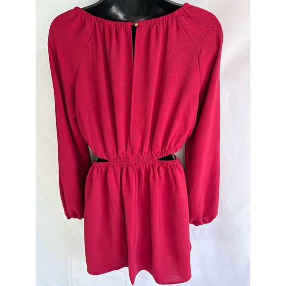 Speechless Red Long Sleeve Mini Fit n Flare Dress Size S Cutouts Sexy Romantic - Picture 3 of 9